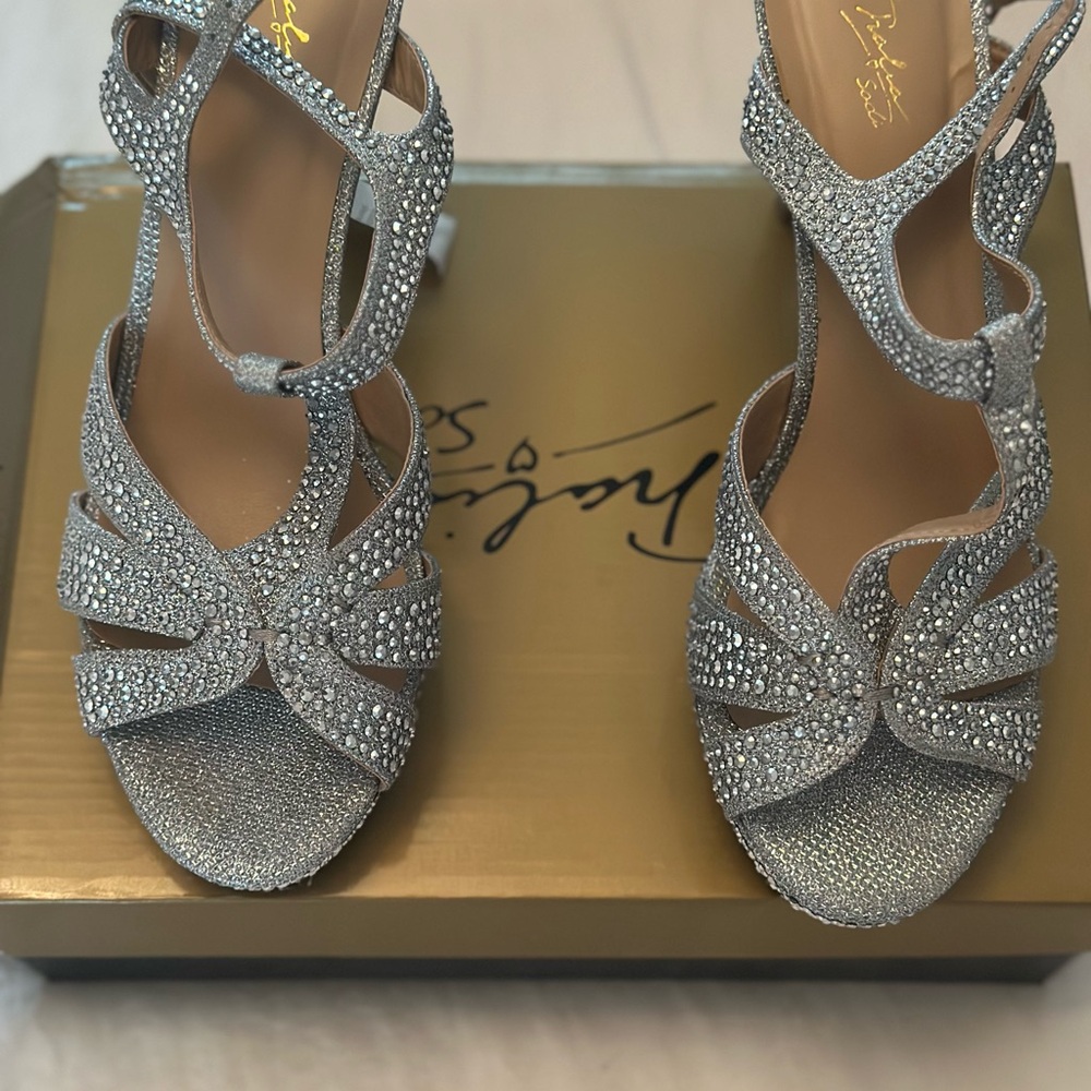 Elegant Silver Strappy Heels